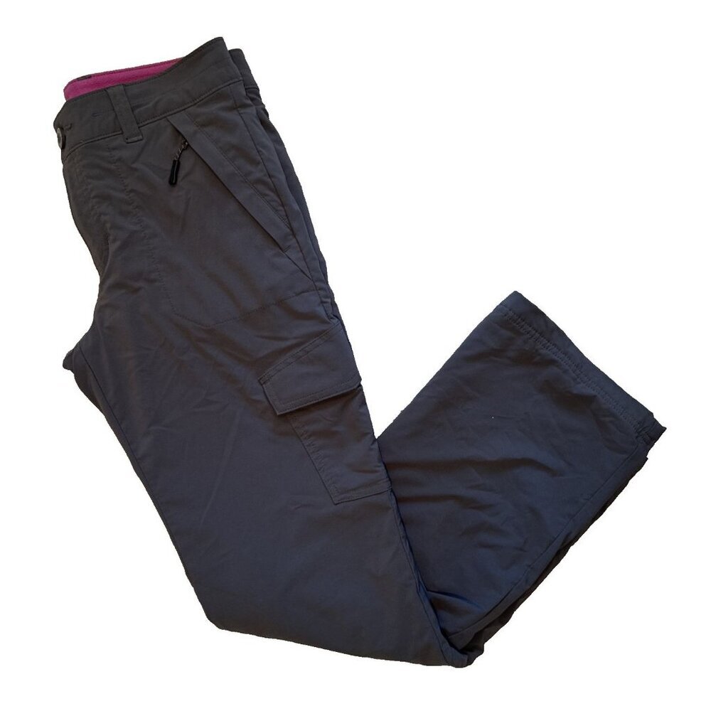 Eddie Bauer Pants Womens 6 Grey Cargo Polar Fleece Lined Storm Repel Fabric